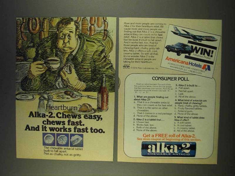 1976 Alka-2 Chewable Antacid Ad - Chews Easy