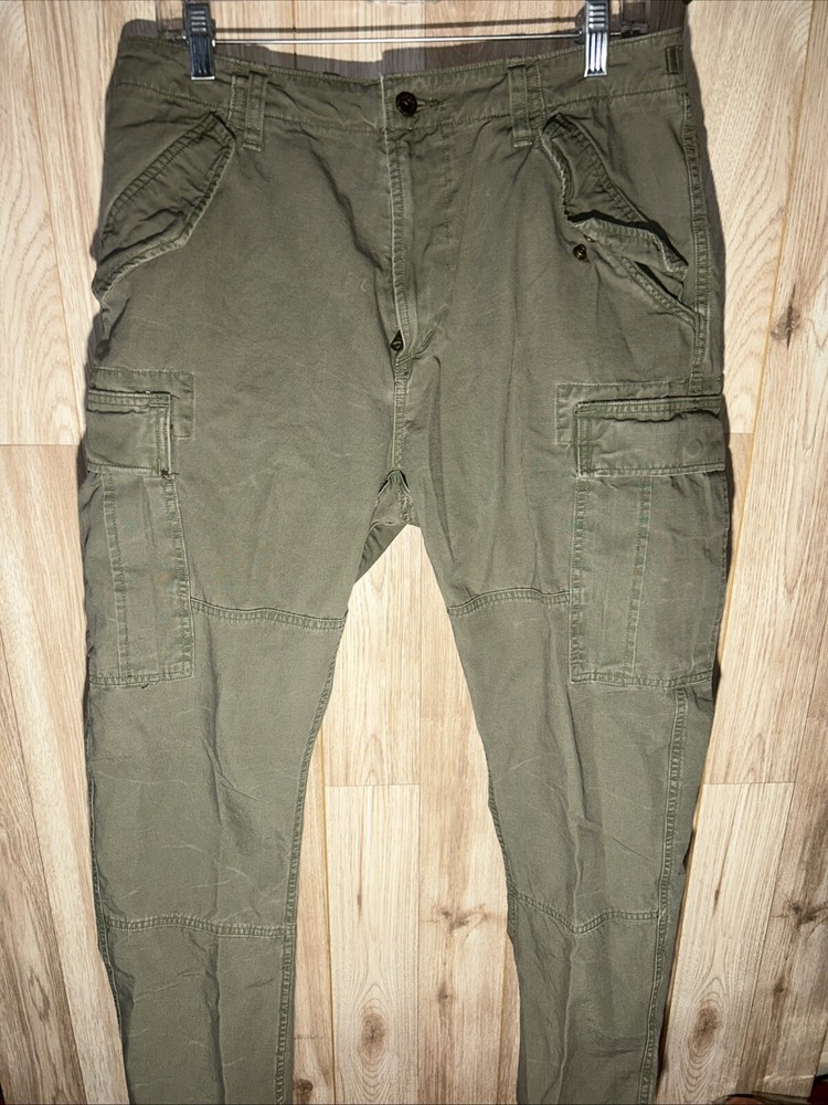 POLO RALPH LAUREN Men's 33x30 Slim Fit Green Canvas Cotton Utility Cargo Pant