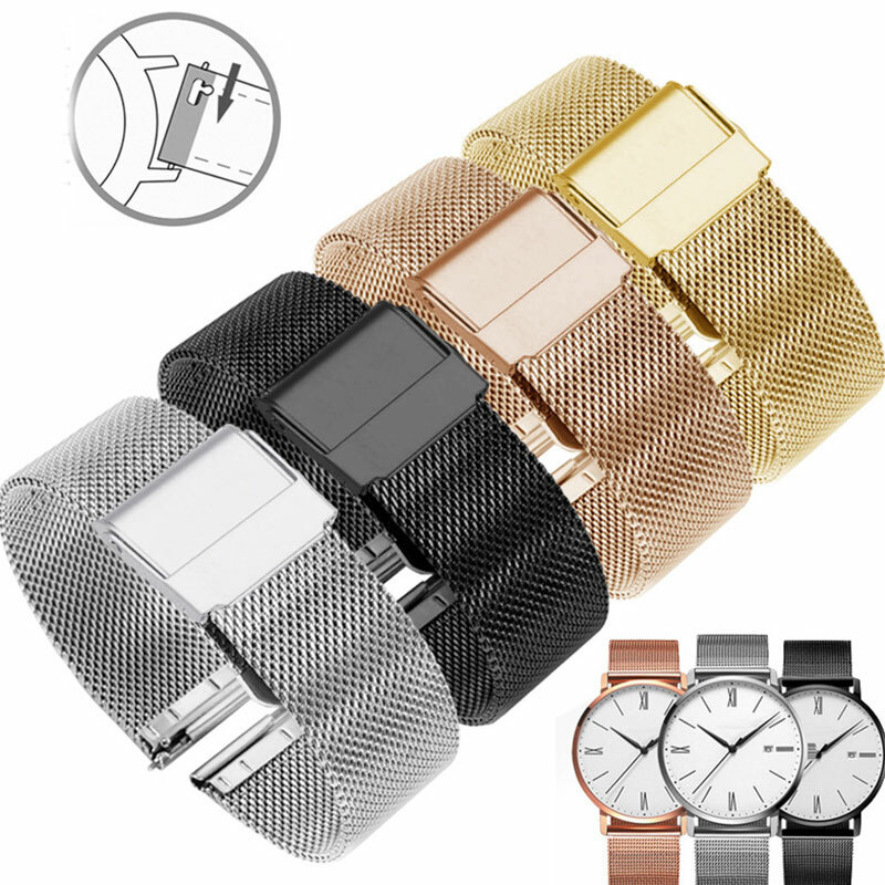 16-24mm Quick Fit Milanese Loop Bracelet Stainless Steel Bracelet 3mm Thickness~