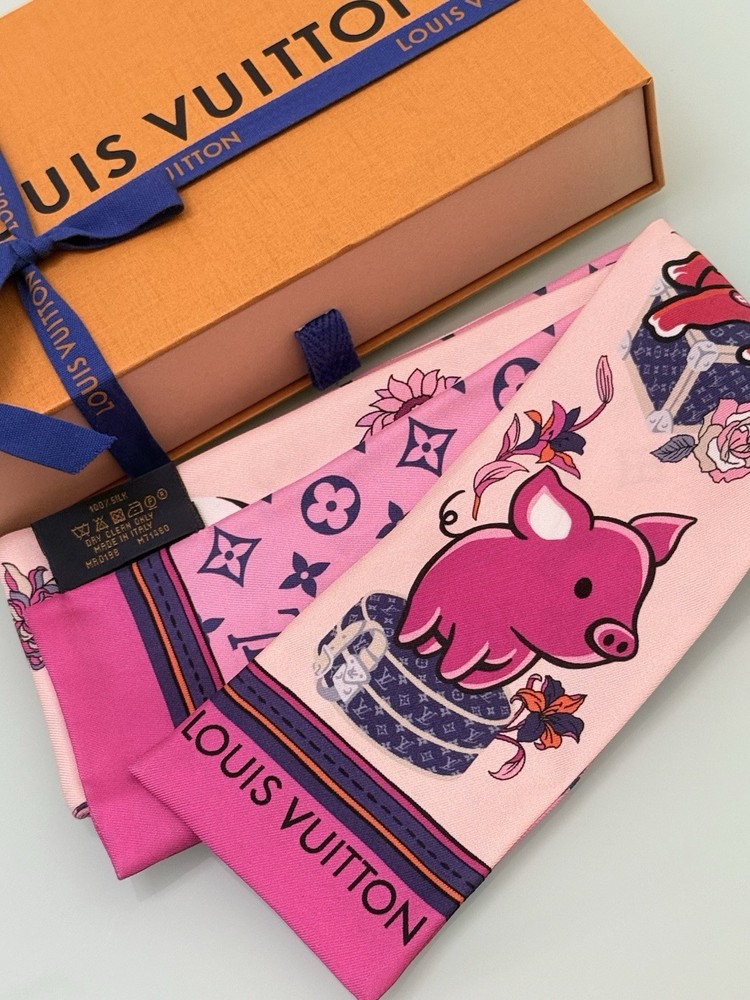 Louis Vuitton Pink Lucky Superstition Monogram Scarf Feng Shui Bandeau
