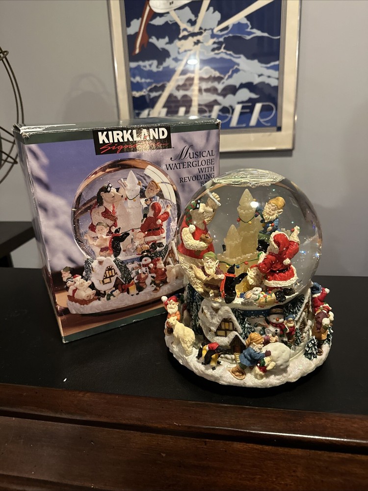 Kirkland Signature Vintage Musical Water Globe Revolving Base Christmas Castle