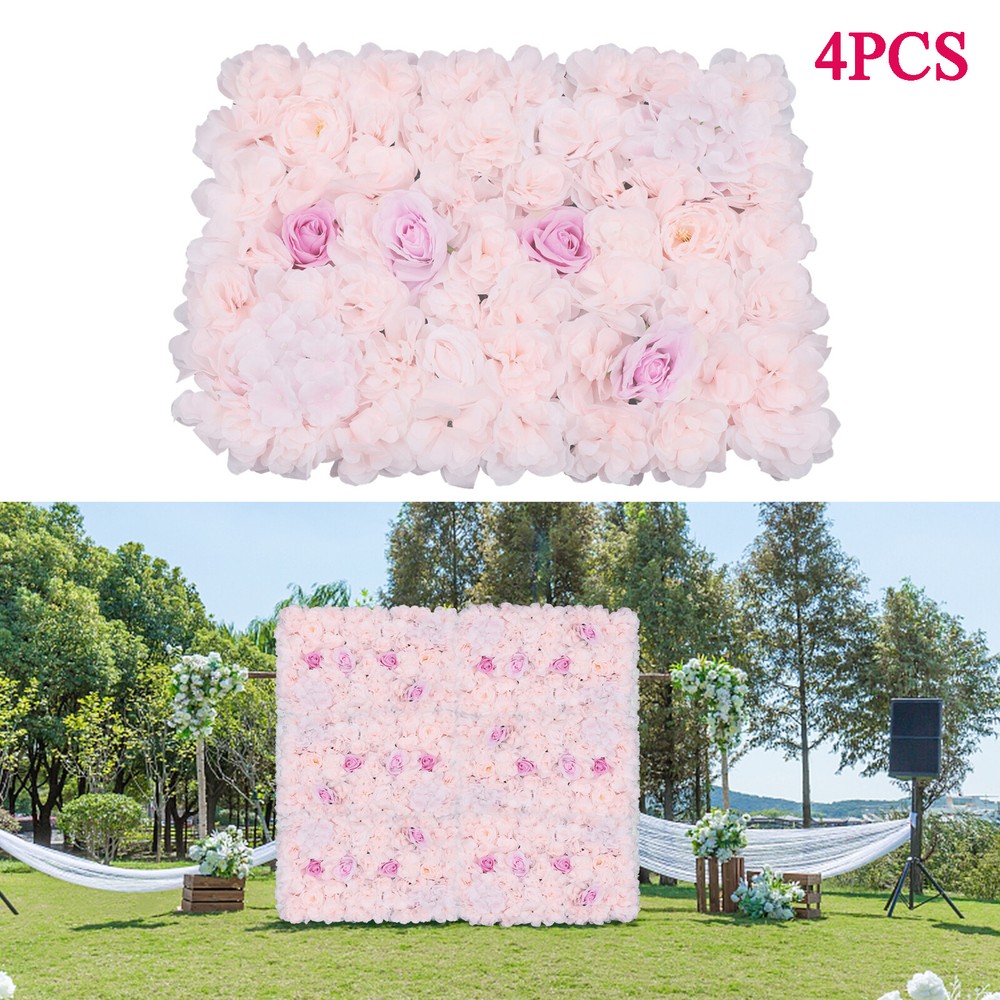 4X Artificial Flower Wall Handmade Panels Wedding Party Backdrop Home Decor US