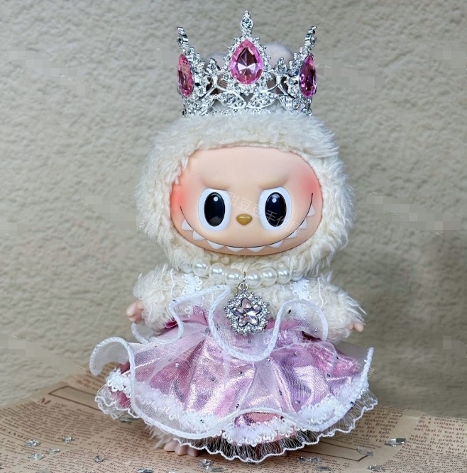 (No Doll) Princess Dress For POP MART LABUBU The Monsters Plush Doll Crown Skirt