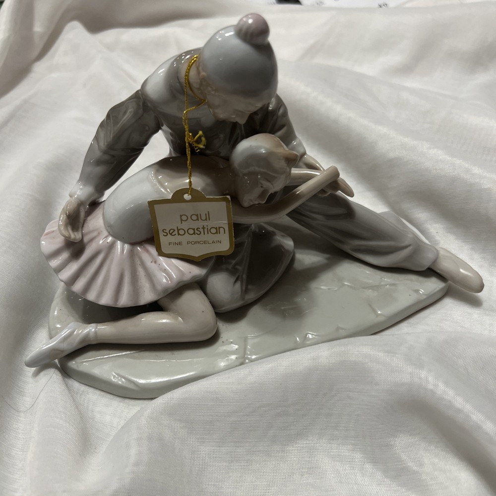 Paul Sebastian Figurine CLOSING SCENE Harlequin Clown & Ballerina Porcelain