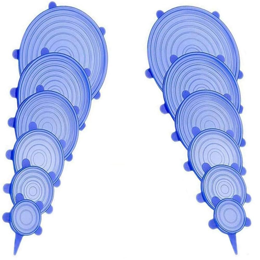 12PCS Silicone Stretch Lids Set, Reusable Food Covers, Fits All Containers