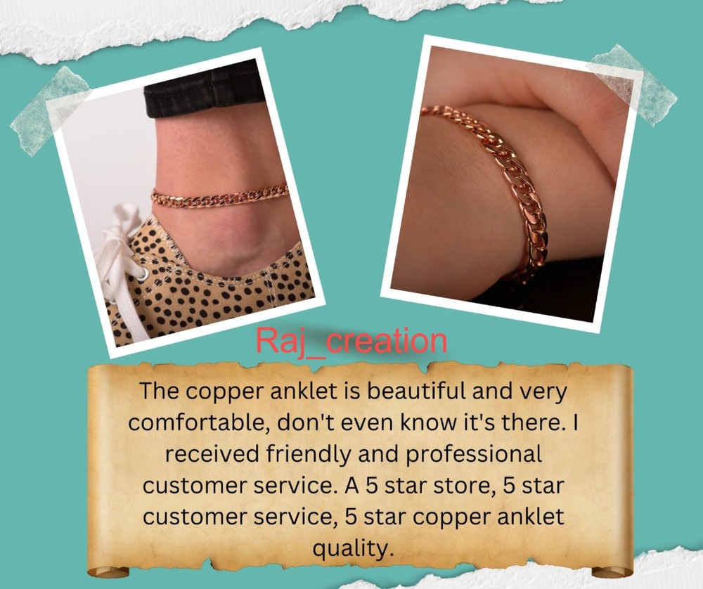 PURE SOLID COPPER BRACELET HANDMADE UNISEX Copper heavy chain copper Anklet chai