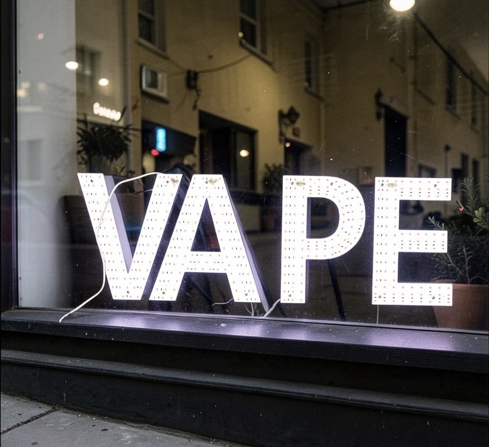 LED VAPE Illuminated Multi-Color Window Sign with Remote Control, Hanging