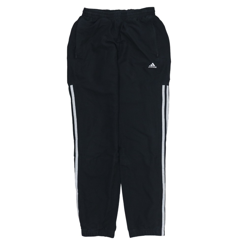 Adidas Mens Joggers Black Three Stripe Track Pants Elastic Waist Cuffs L