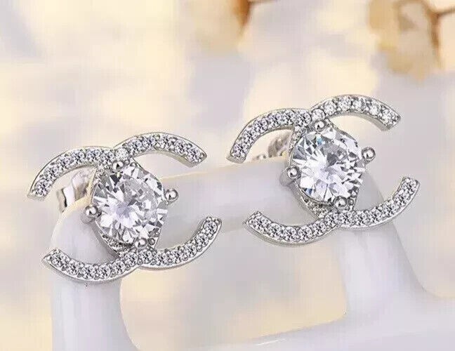 2 Ct Round Cut Simulated Diamond Wedding Earring 14k White Gold Plated