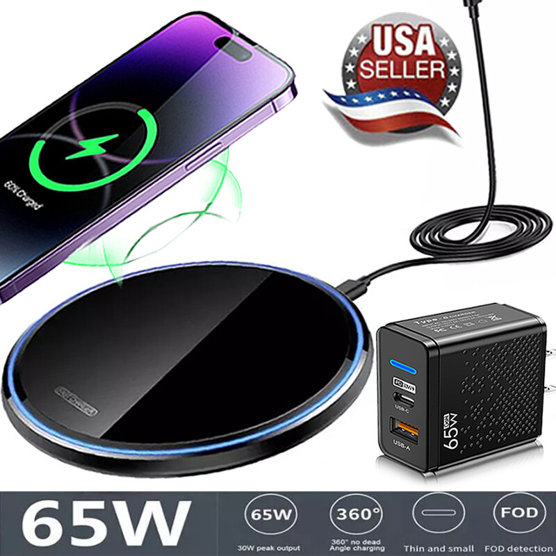 65W Fast Wireless Charging Pad for iPhone 16 15 14 13 12 11 Pro Max