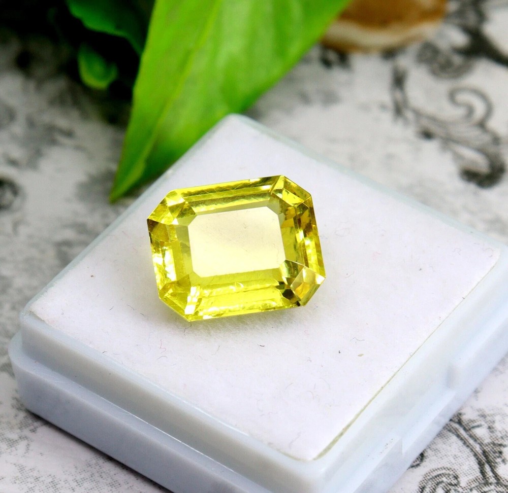 11.00 CT Ceylon Natural Yellow Sapphire Emerald Cut Certified Gemstone
