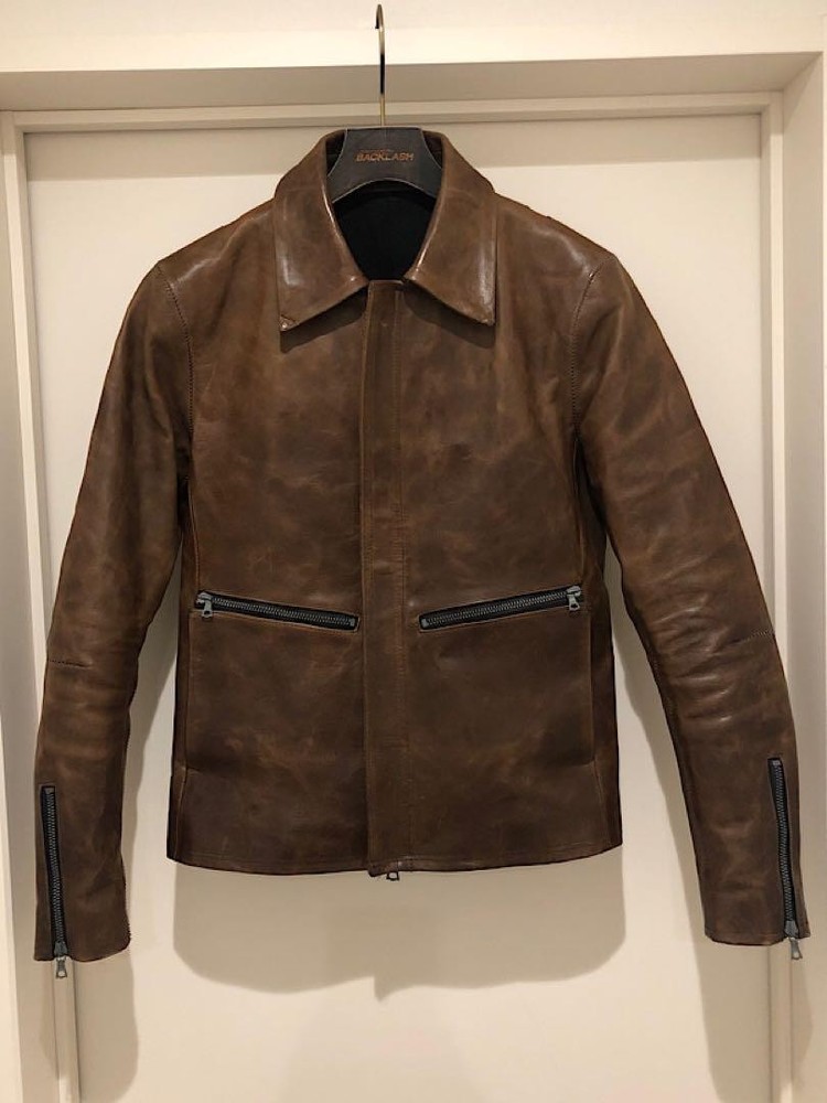 Backlash Italian Shoulder Collared Leather Blouson