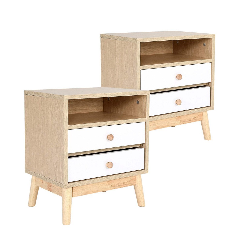 NNEDSZ 2-Drawer Bedside Table Nightstand with Storage for Bedroom ANYA OA