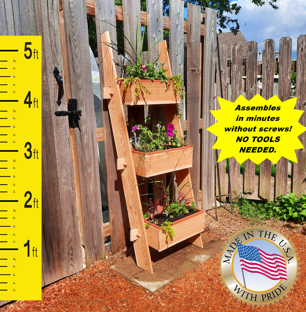 Tiered Vertical Garden Standing Tower Ladder Planter Outdoor Patio Balcony Deck