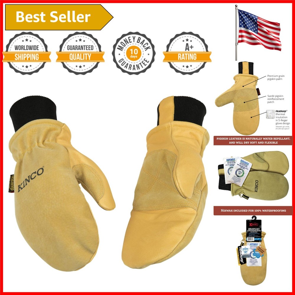 Premium Leather Waterproof Ski Mittens with Nikwax - Large Size for Adults