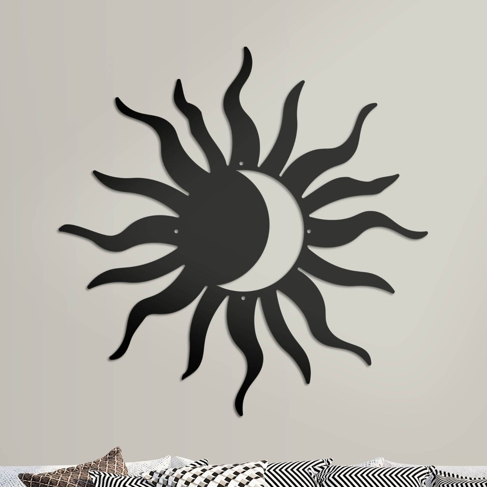 Sun And Moon Metal Wall Art, Unique Boho,Handmade Metal Sun Wall Art, Home Decor