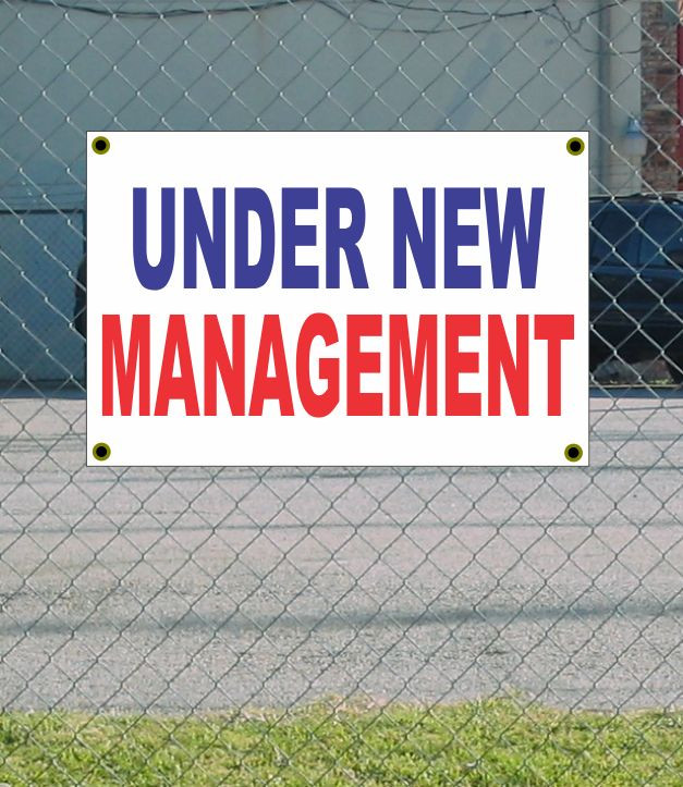 2x3 Under New Management Banner - Red, White & Blue Design - Fresh Discounts, Updated Sizes & Affordable Pricing!