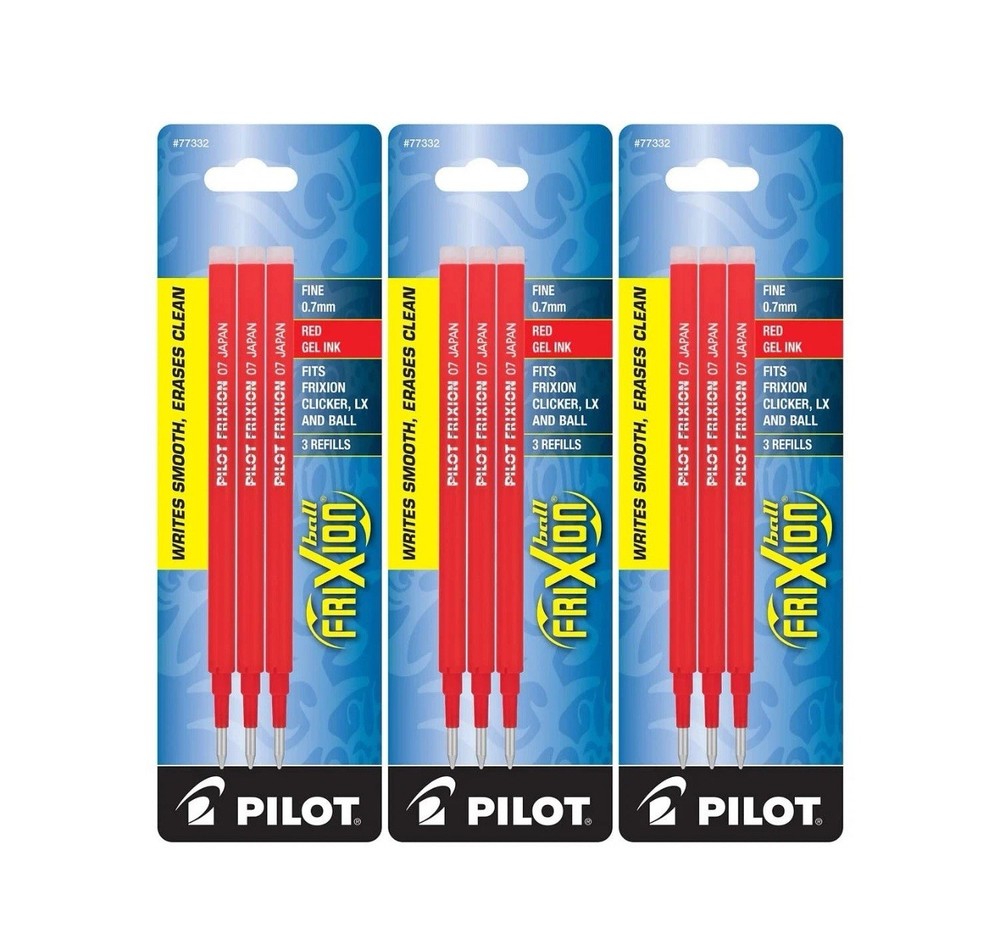 2x Pilot FriXion Ball Erasable Gel Ink Refills, Fine Point, (3 Refills Per Pack)
