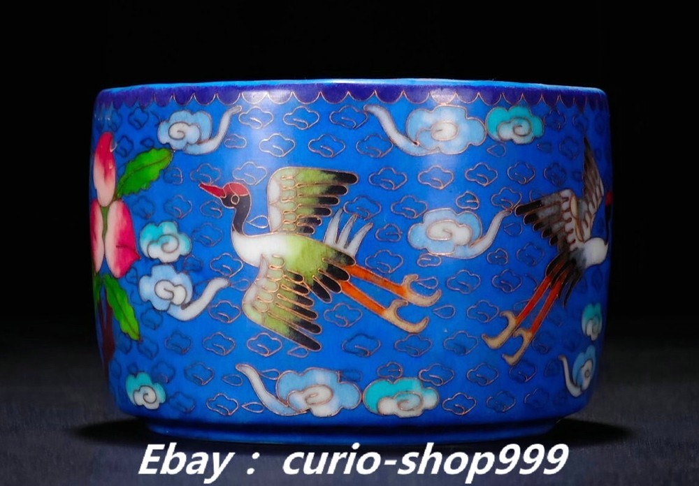 5.5 Inch Chenghua Enamel Porcelain Gold Peach Crane Jewelry Rouge Box