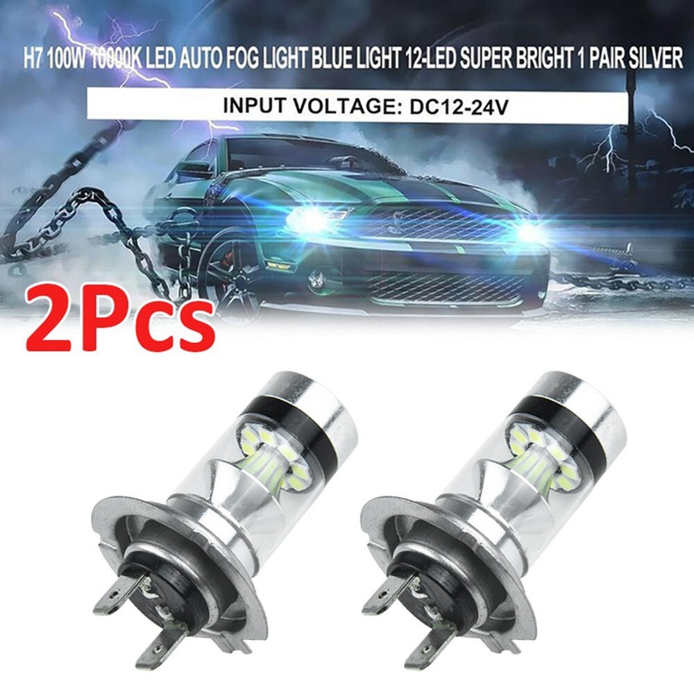 2X DC 12V-24V H7 100W White LED Car DRL Driving Light Headlight Fog Lamp Newest