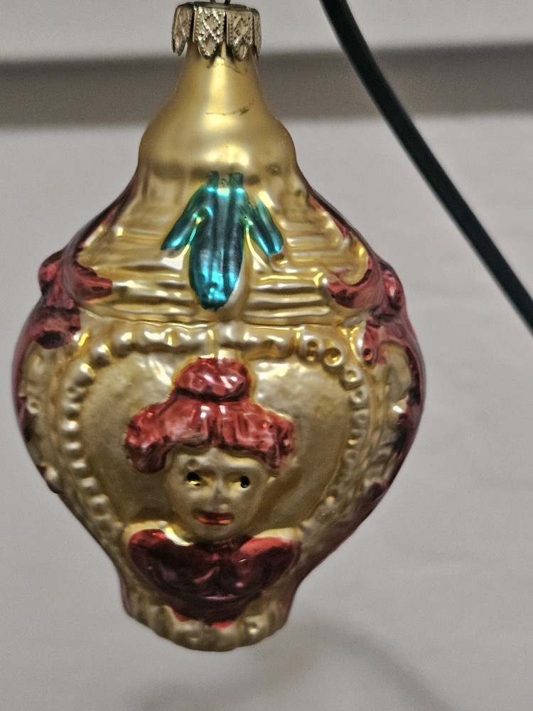 Vintage Painted Glass West Germany Christmas Ornament Holiday Tree Decoration AB