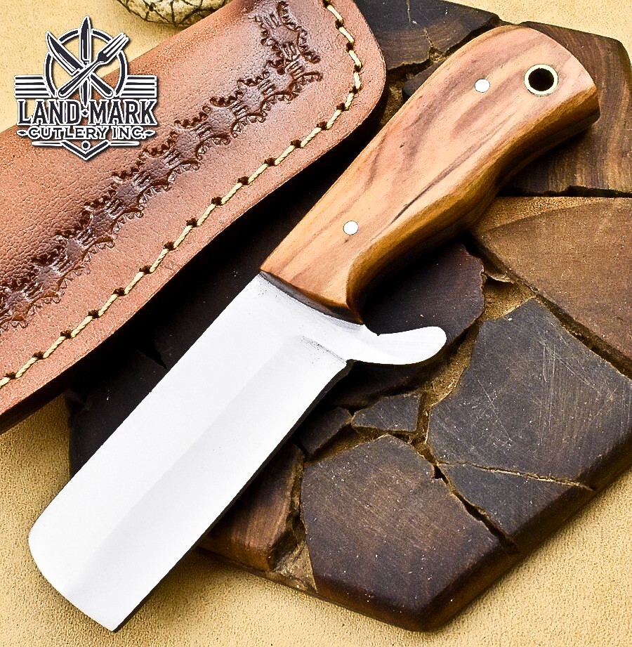 BEAUTIFUL D2  STEEL HUNTING MINATURE BULL CUTTER  KNIFE WITH  OLIVE  WOOD HANDLE