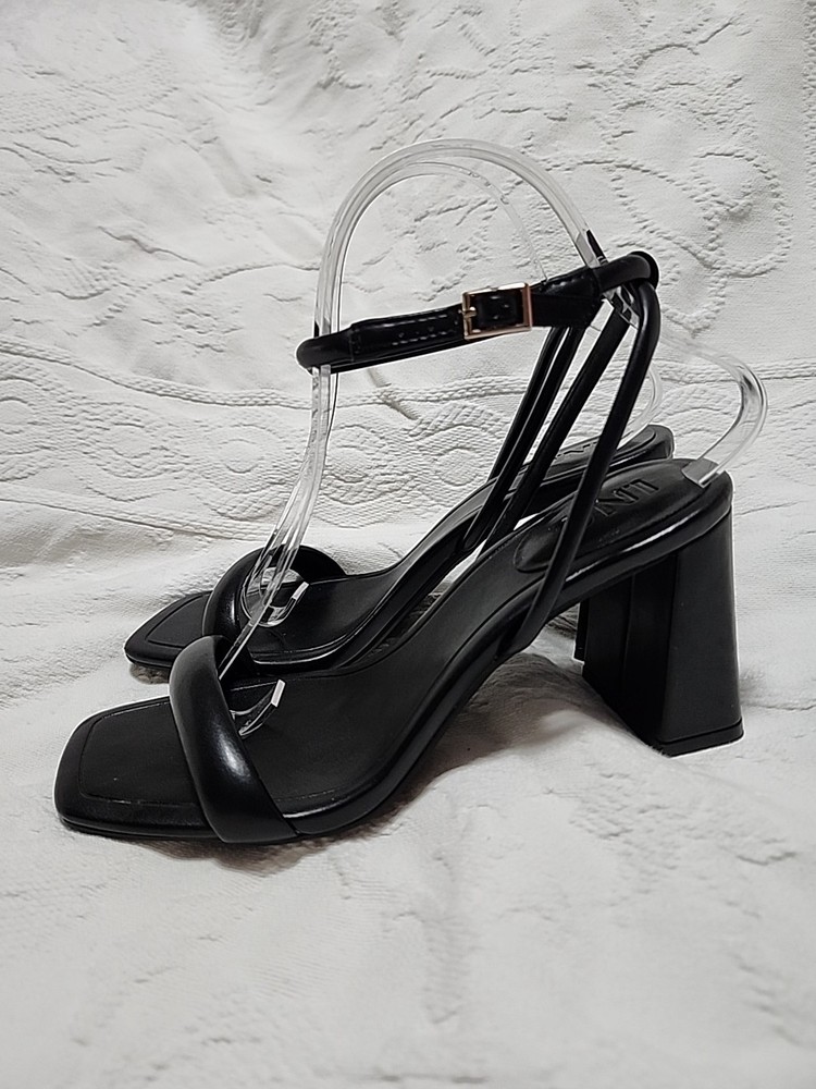 INC International Concepts Strappy Black Open Toe Heels Size 8M