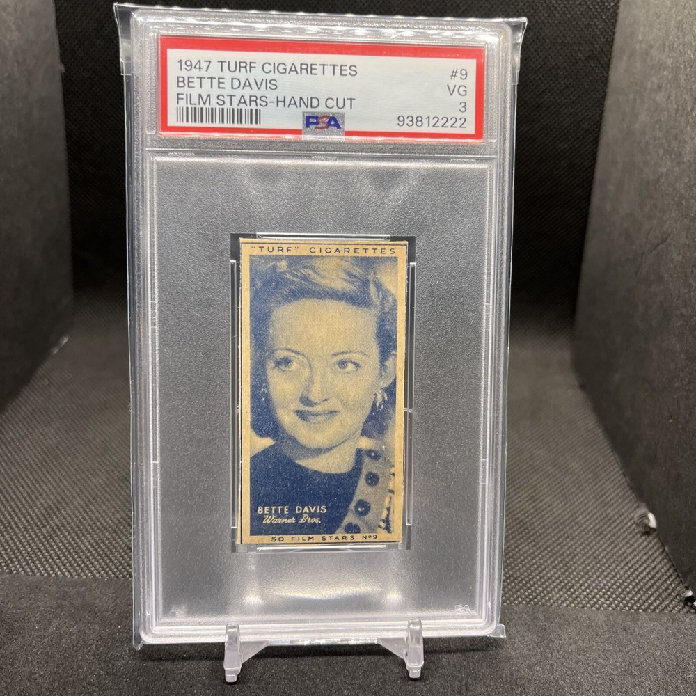 1947 Turf Cigarettes Film Stars #9 BETTE DAVIS Hand Cut PSA 3 VG