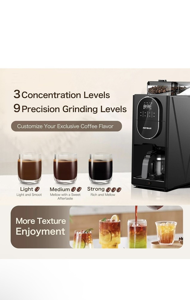 Coffee Maker with Grinder, Programmable Hot and Cold Coffee Maker