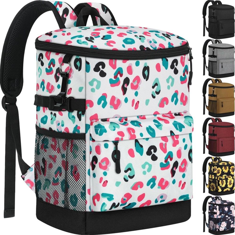 Tenot Cooler Backpack 33 Cans 18L-33 Cans, Blue Leopard Print