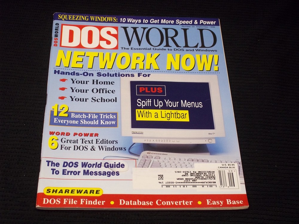 1996 September Dos World Magazine - Network Now Front Cover - H 8836