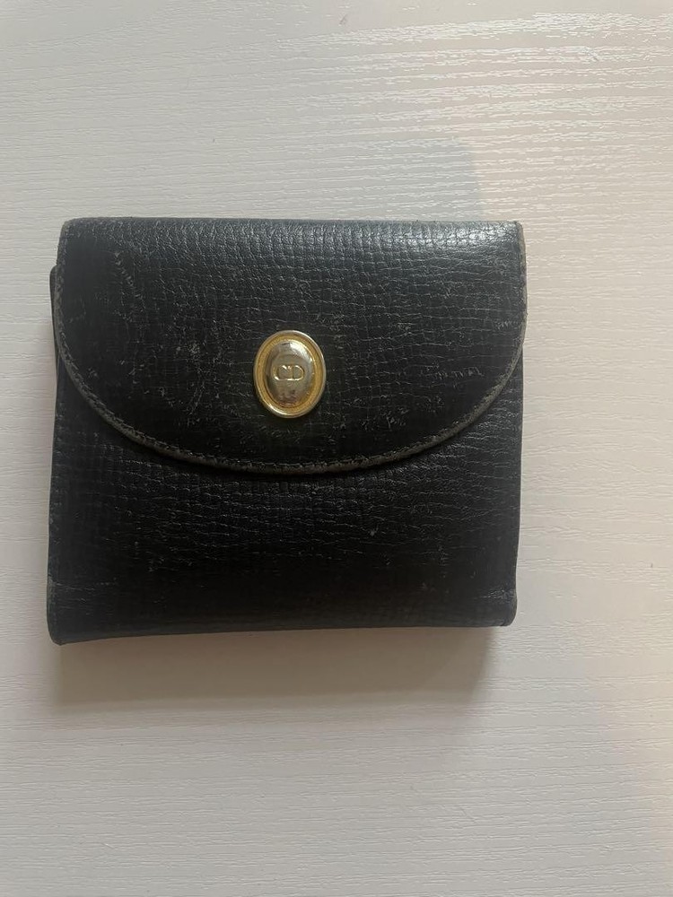 Vintage Christian Dior Folding Wallet Classic Leather Design