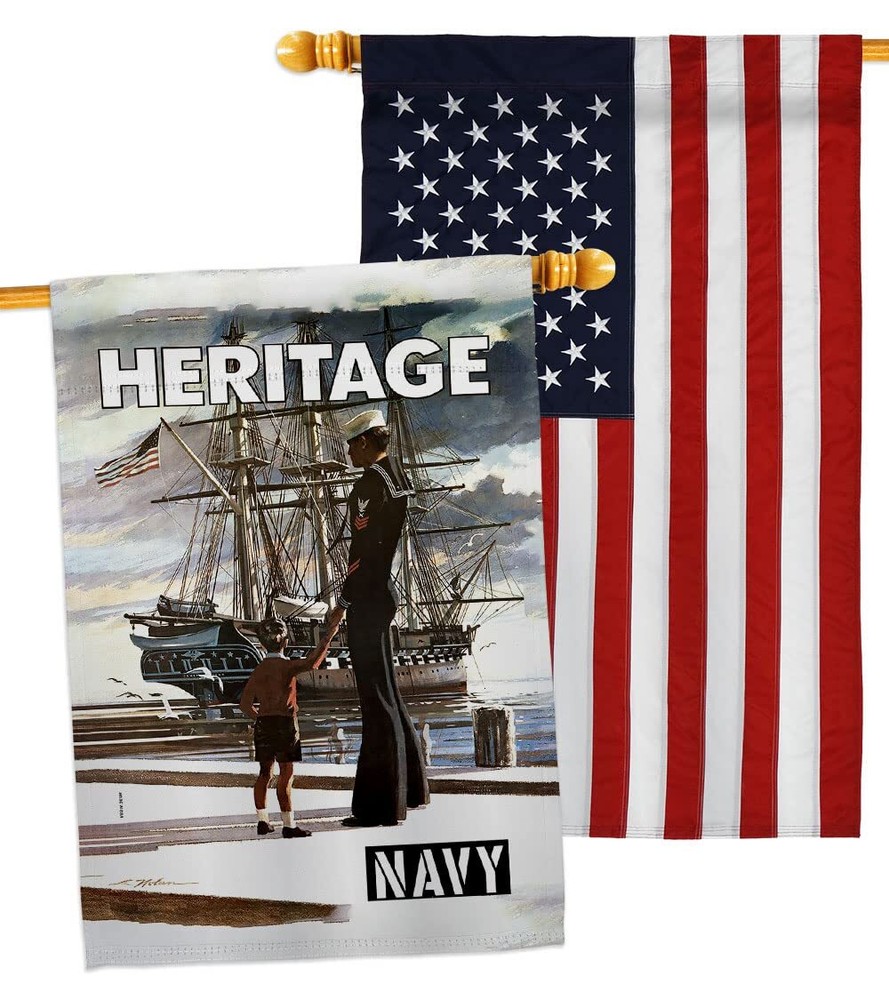 USBrotherhood Heritage US House Flag Pack Armed Forces Navy USN Seabee United...