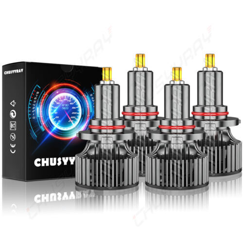 4Pcs 8-Sides 9005 + 9006 Combo LED Headlight Bulbs High / Low Beam 200W 30000LM
