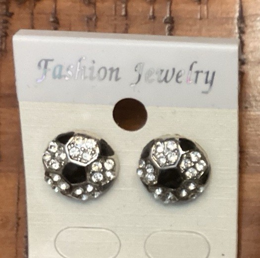 Fashion Women Crystal Soccer Post Earrings