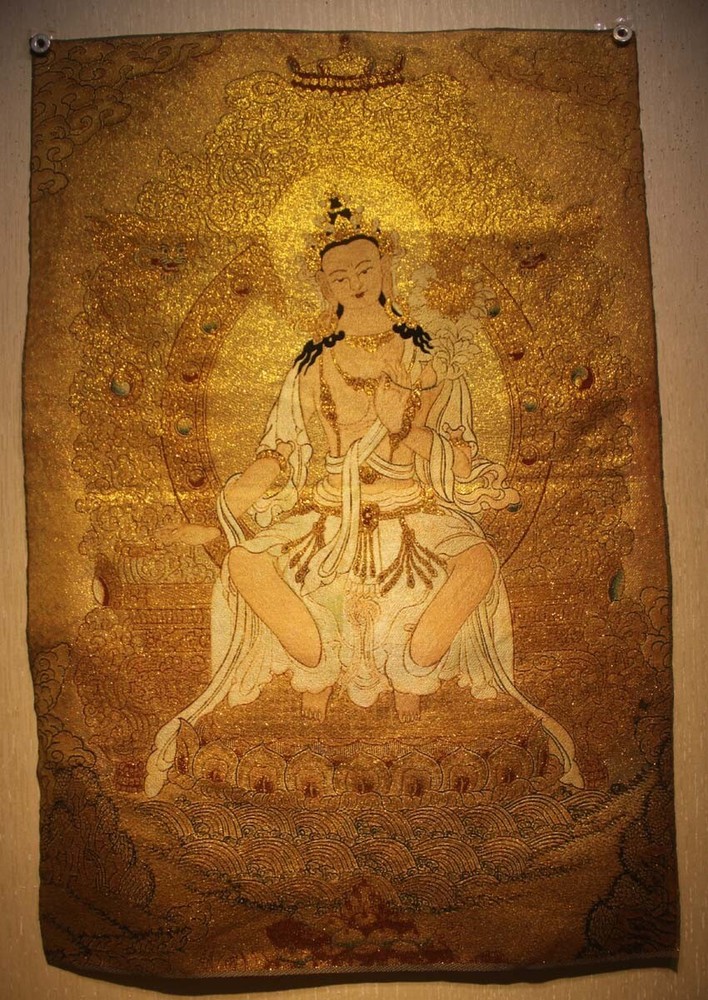 Chinese Tibet Buddhist embroidery Brocade Thangka Tangka Maitreya Bodhisattva