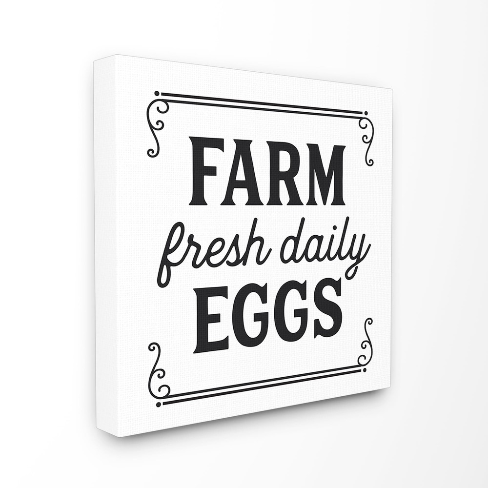 Stupell Farm Fresh Eggs Daily Vintage Typography Stretched