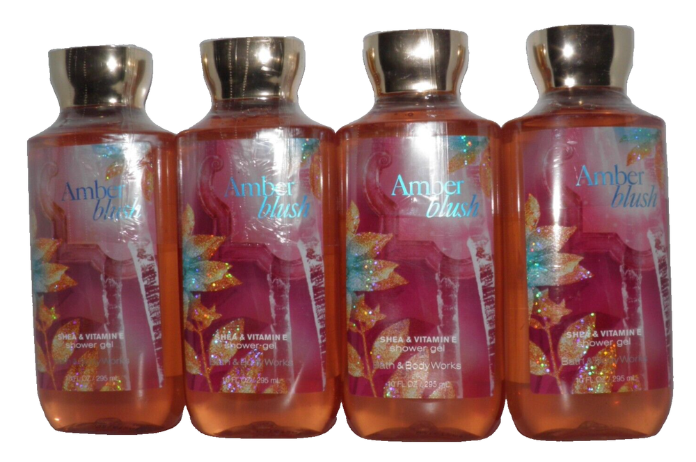 4 BATH & BODY WORKS  Amber Blush Shower Gel Body Wash Sealed ORIGINAL FORMULA