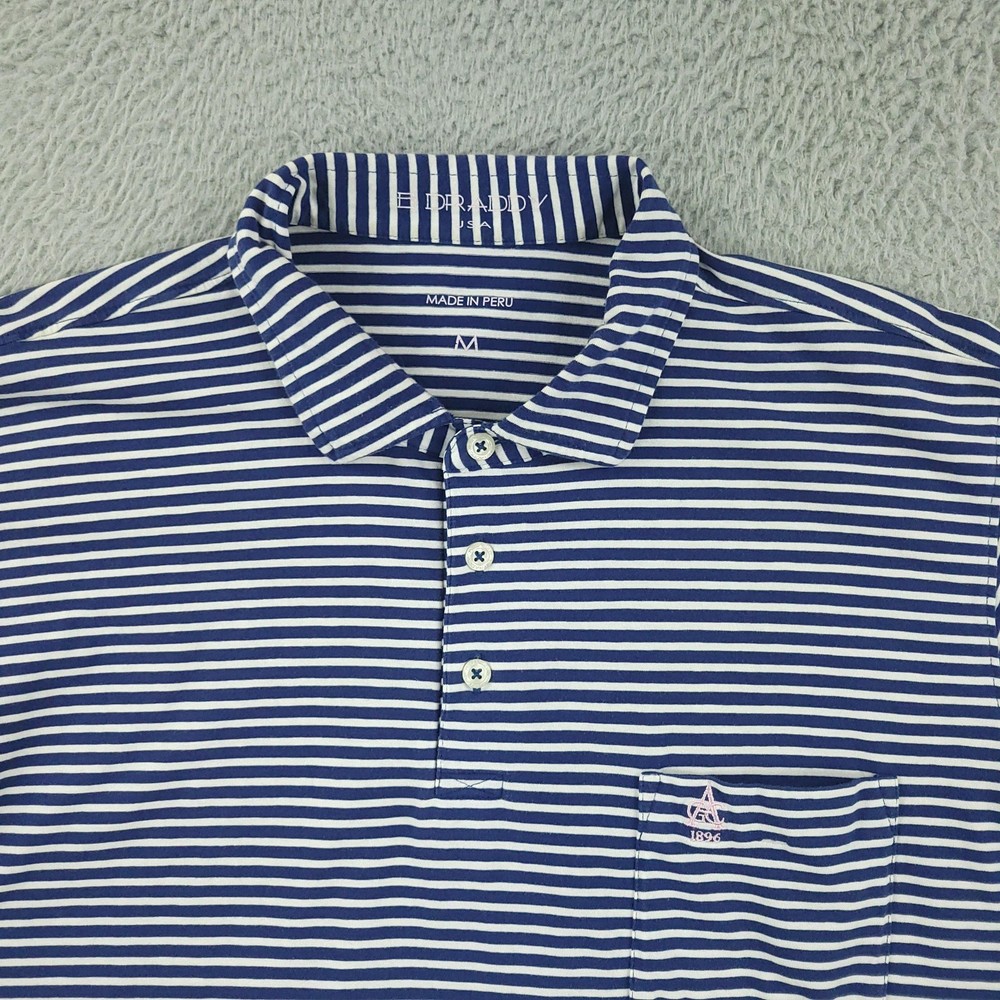B Draddy Polo Shirt Mens Medium Blue Stripe Pima Cotton Golf Performance