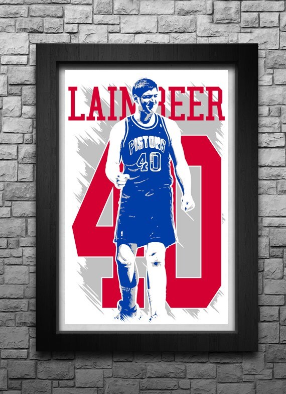 BILL LAIMBEER art print/poster DETROIT PISTONS FREE S&H! JERSEY