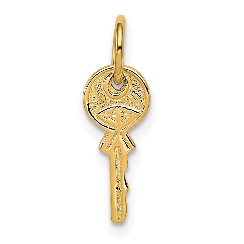 14k Yellow Gold Polished 3D Rounded Top Key Charm Pendant 0.4gm L-16mm, W-6mm