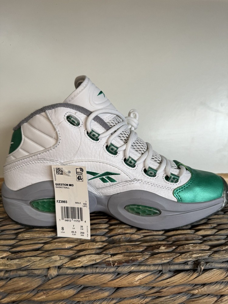 Reebok Question Mid Gridiron Philadelphia Eagles Shoes Size 8 White Green FZ3993
