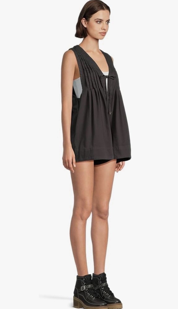 $128 Free People Size XS Webster Denim Romper Black