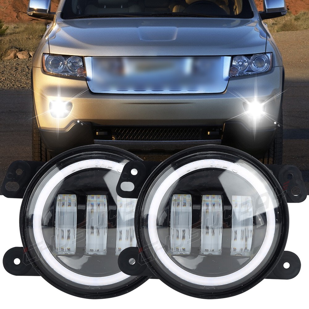 2PCS For 2011-2012 Jeep Grand Cherokee 4 Inch Round Fog Lights LED Lamps Drivimg