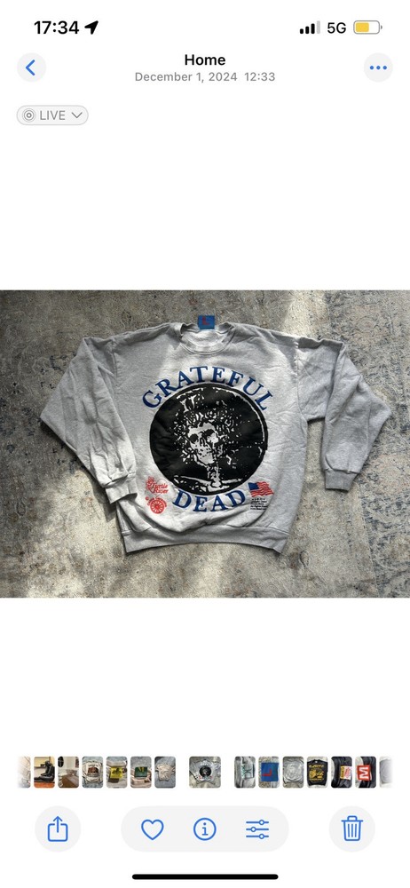 RARE Grateful Dead Turtle River Puff Print Sweatshirt Sz L by Online Ceramics  