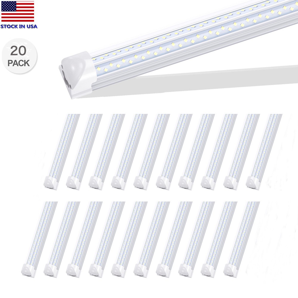 20Pack 8 Foot Led Shop Light 120W 8FT T8 Integration Led Tube Light 4Row Fixture