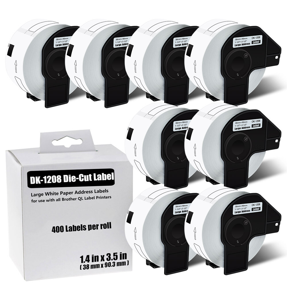 Brother QL-1208 Permanent Frame 8 Rolls 1.4x3.5 Inch Address Labels  