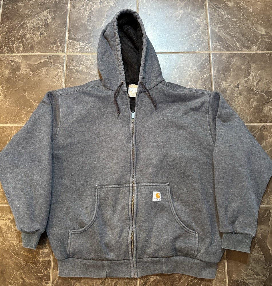 Vintage Carhartt Grey Hooded Jacket Men's Size 2XL J149 CHH Workwear