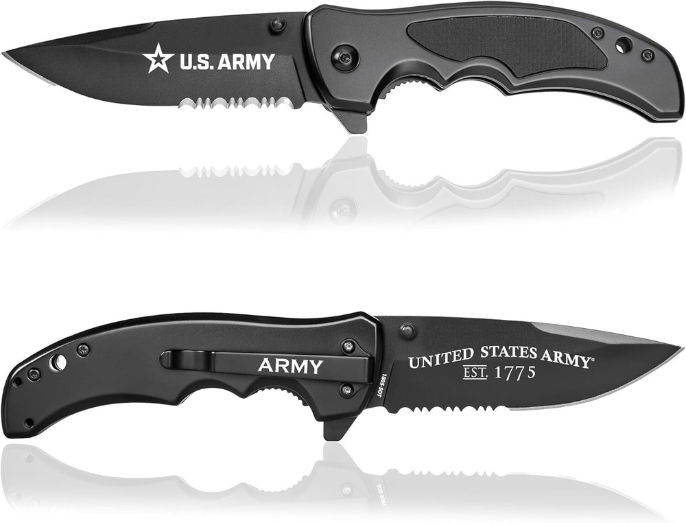 Military Tactical Knife with Black Titanium Blade for Quick Deployment