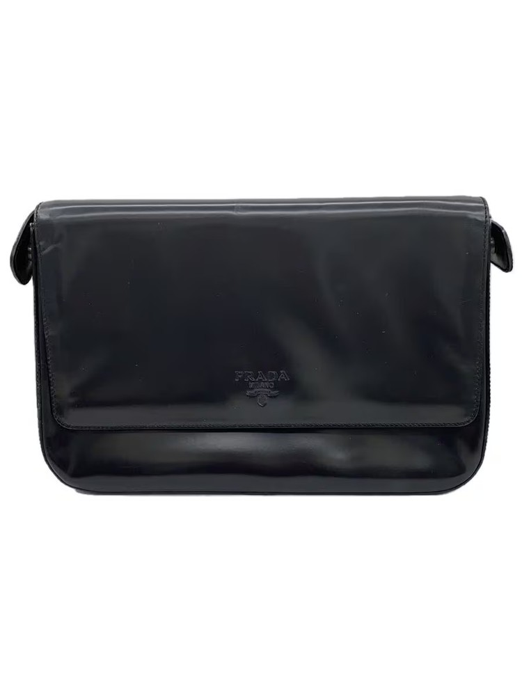 RARE PRADA Enameled Black Shoulder Bag